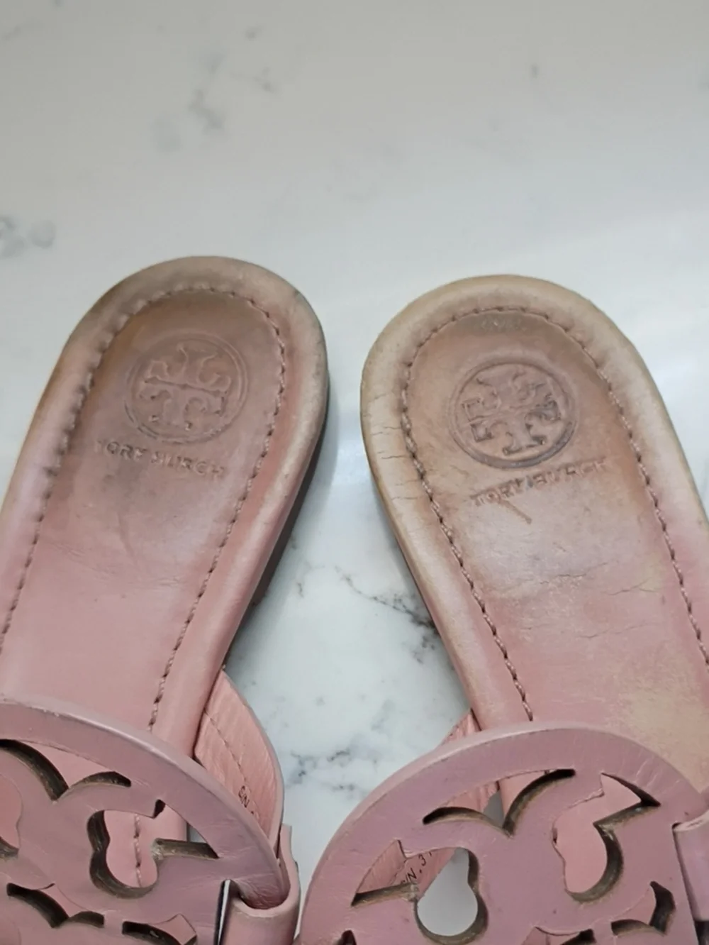 Tory Burch Miller Women's Pink Leather Toe-Post Sandals